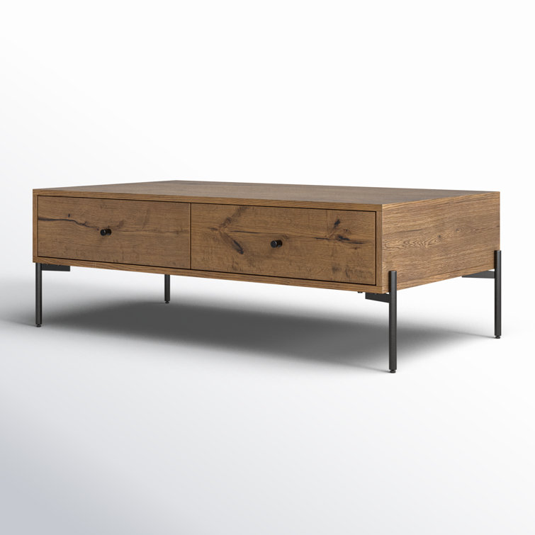 Amber Oak and Gunmetal Rectangular Coffee Table with Storage