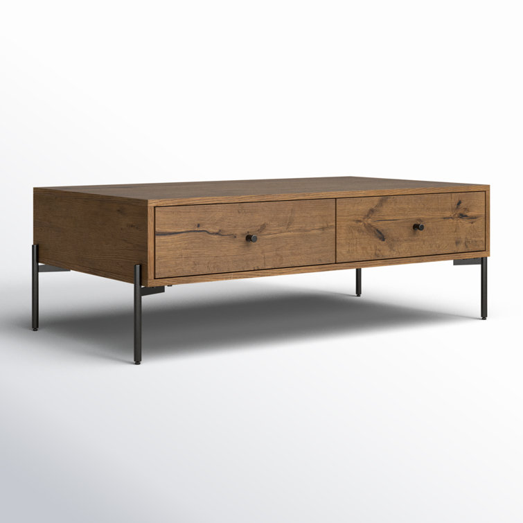 Amber Oak and Gunmetal Rectangular Coffee Table with Storage