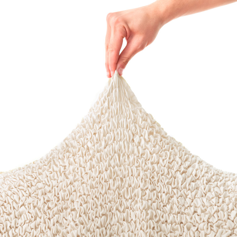 Cream Stretchy Microfiber Chaise Lounge Cushion Slipcover