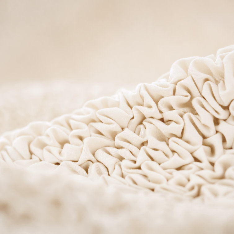 Cream Stretch Rectangular Ottoman Cover