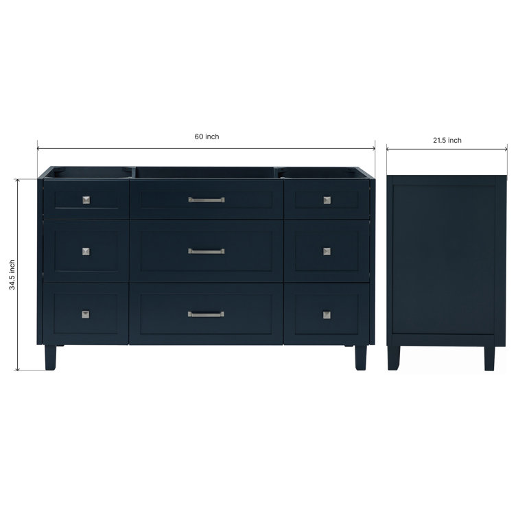 Monroe 60" Midnight Blue Freestanding Single Vanity Base