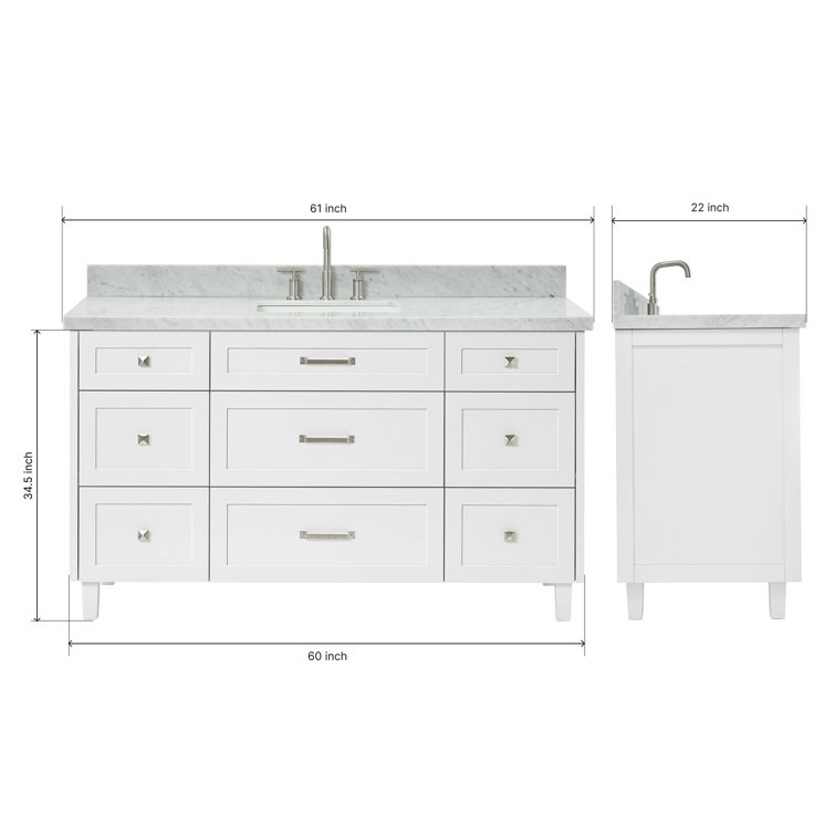 White Freestanding Single Sink Bathroom Vanity with Marble Top