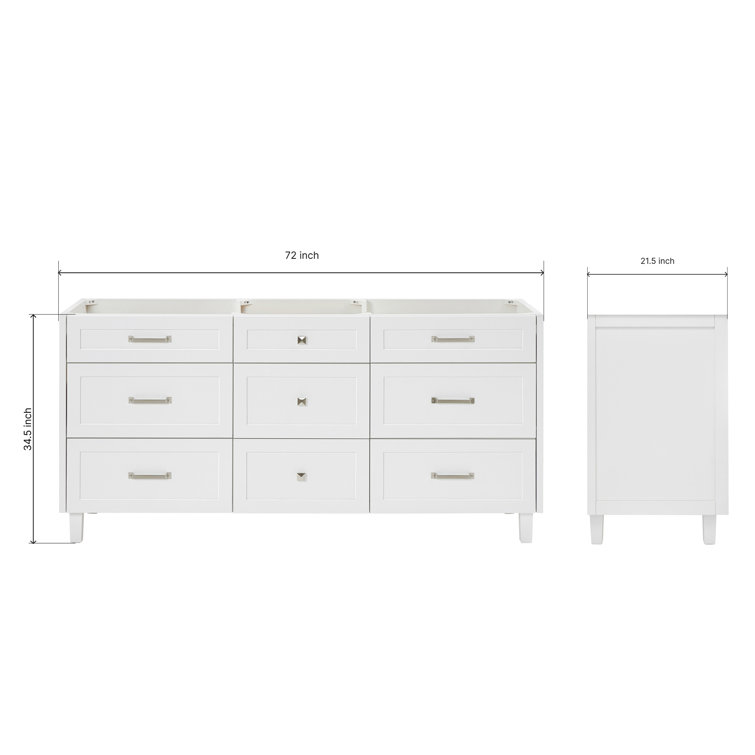 Monroe 72" White Solid Wood Double Freestanding Bathroom Vanity