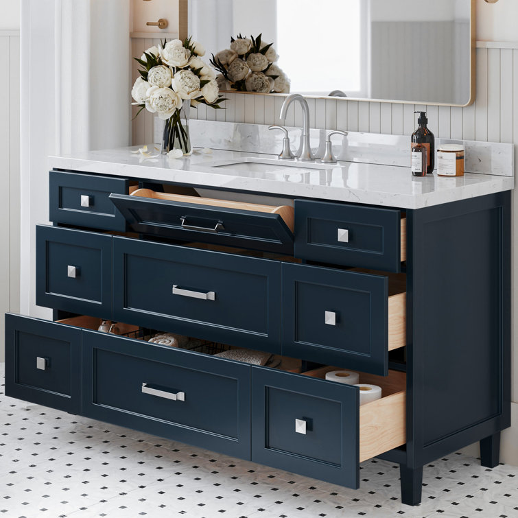 Monroe 60" Midnight Blue Freestanding Single Vanity Base