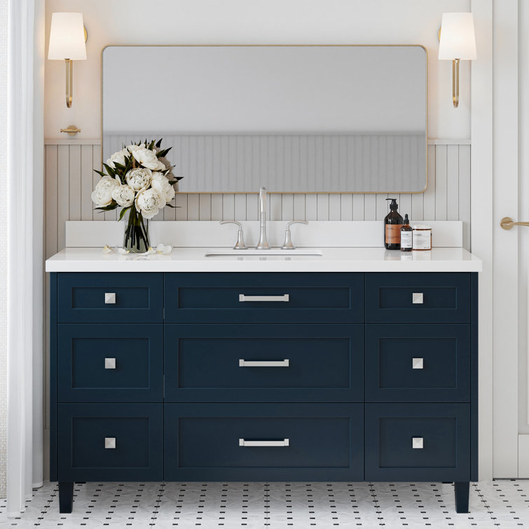 Midnight Blue 61" Single Sink Vanity with Quartz Top
