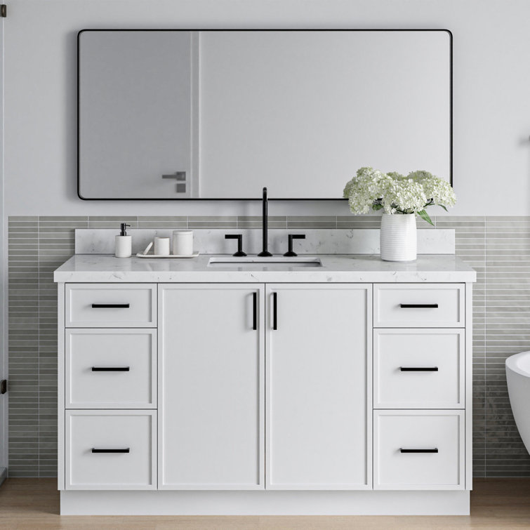 Kelly 60" White Solid Wood Freestanding Bathroom Vanity