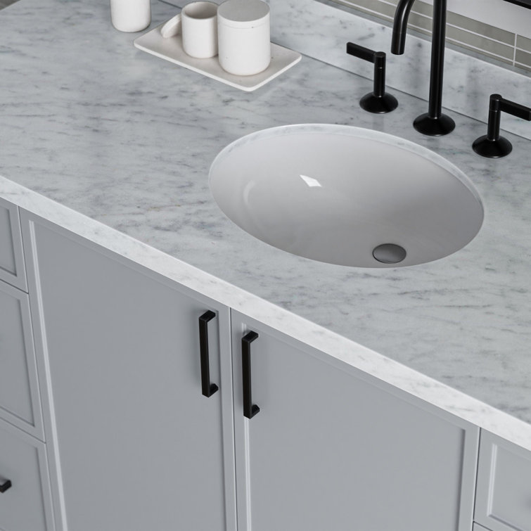Gray Solid Wood Freestanding Single Sink Bathroom Vanity with Marble Top