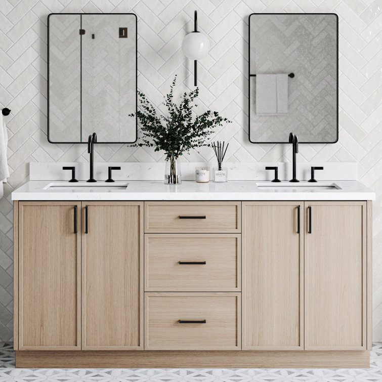 Kelly 72" White Oak Double Freestanding Vanity Cabinet
