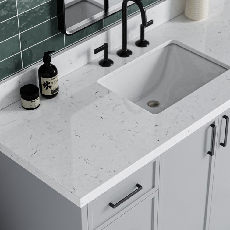 Kelly Gray 54" Single Sink Bathroom Vanity with Carrara Quartz Top