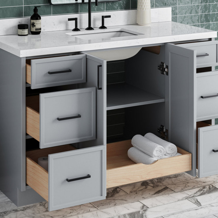 Kelly Gray 54" Single Sink Bathroom Vanity with Carrara Quartz Top