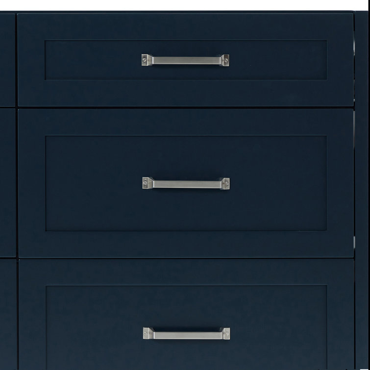 Midnight Blue Double Sink Freestanding Vanity with Carrara Quartz Top