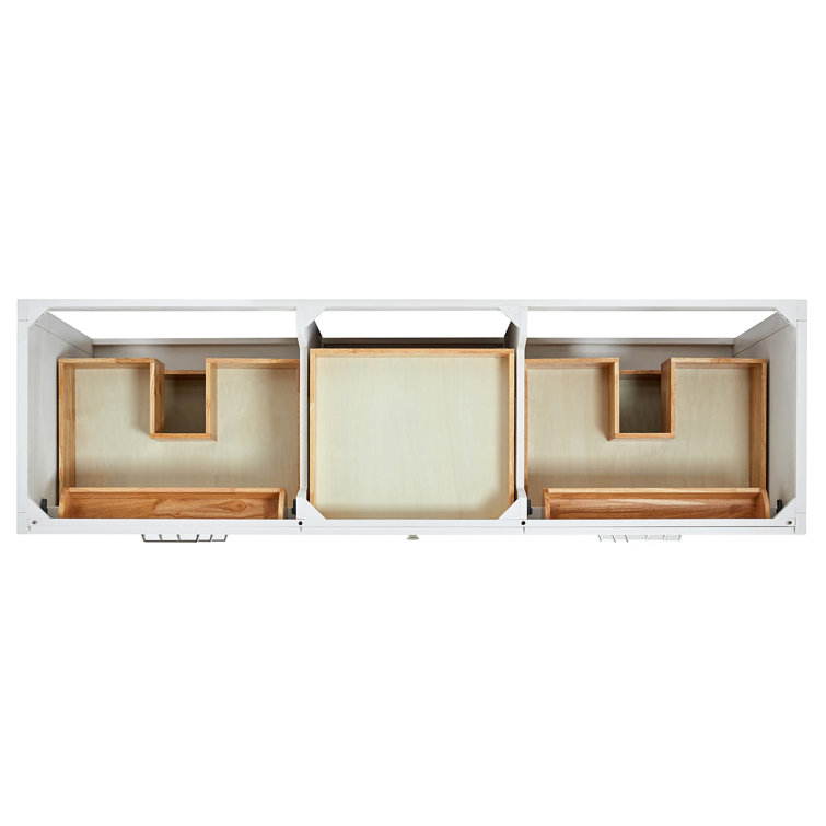 White Double Sink Bathroom Vanity with Carrara Quartz Top