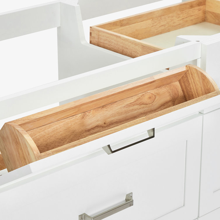 White Double Sink Bathroom Vanity with Carrara Quartz Top