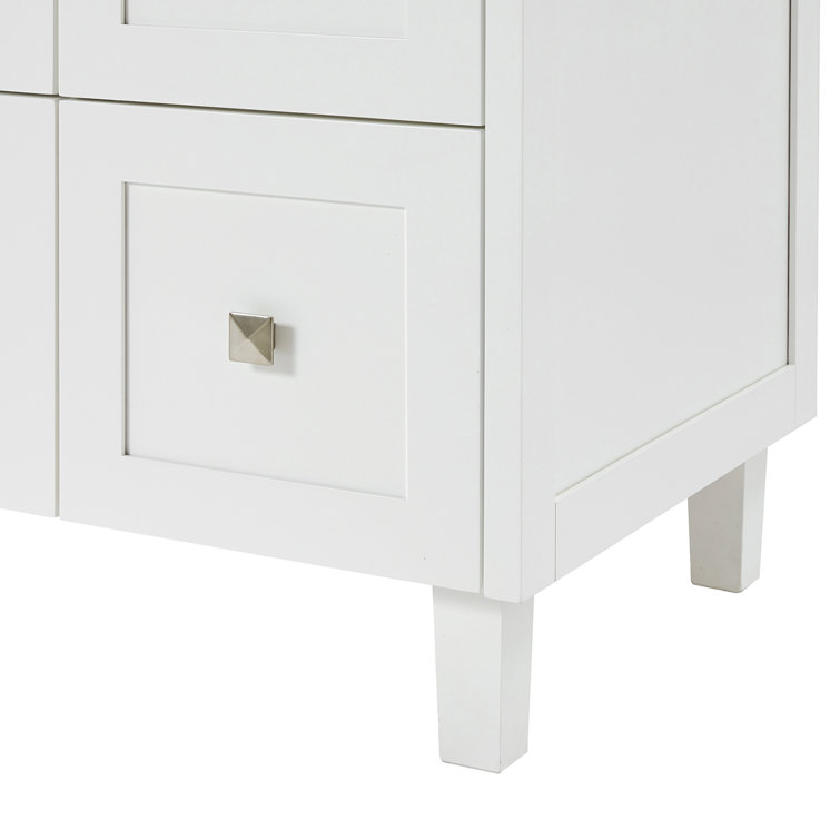 White Double Sink Bathroom Vanity with Carrara Quartz Top