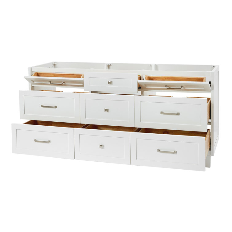 Monroe 72" White Solid Wood Double Freestanding Bathroom Vanity