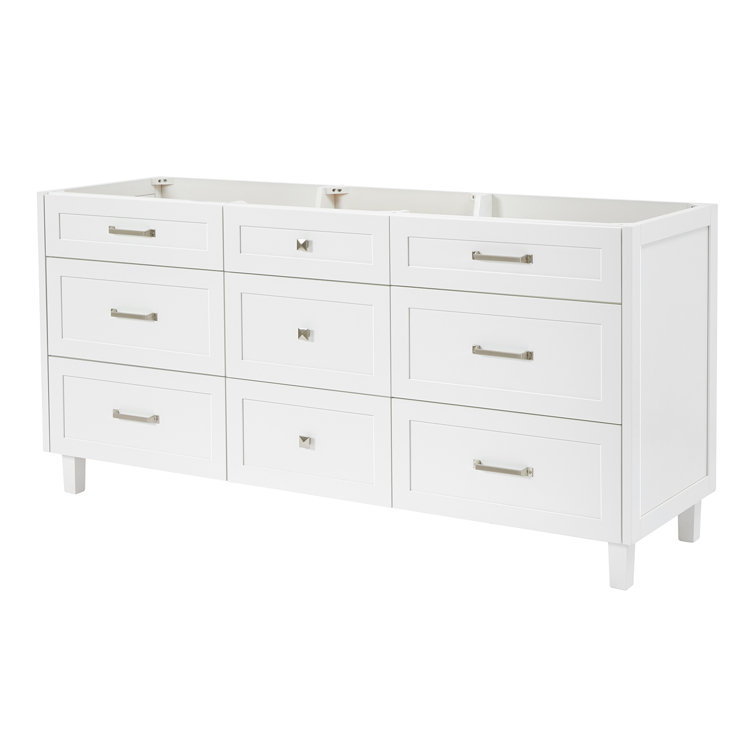 Monroe 72" White Solid Wood Double Freestanding Bathroom Vanity