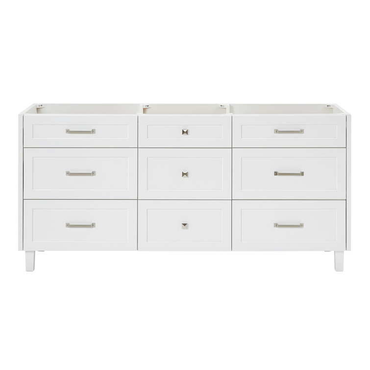 Monroe 72" White Solid Wood Double Freestanding Bathroom Vanity