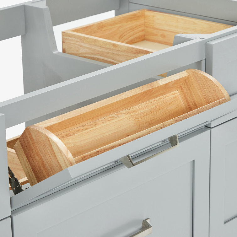 Gray Solid Wood Single Sink Bathroom Vanity with Carrara Marble Top
