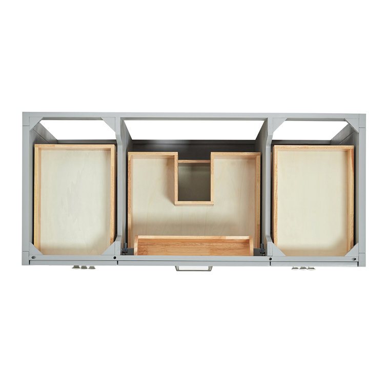 Gray Solid Wood Single Sink Bathroom Vanity with Carrara Marble Top