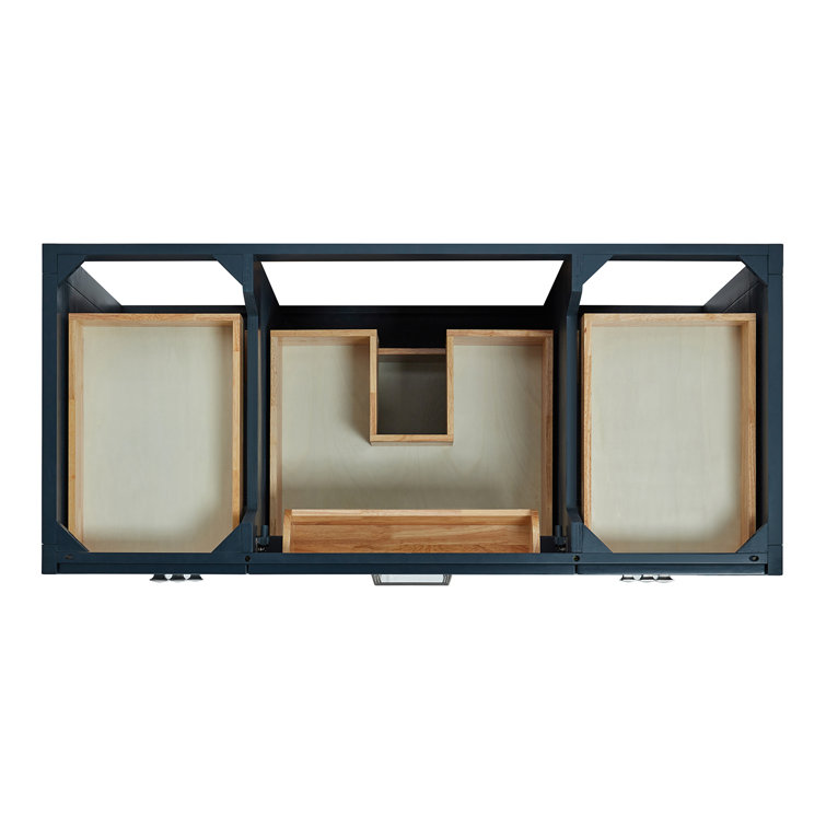 Midnight Blue Freestanding Single Sink Vanity with Carrara Quartz Top