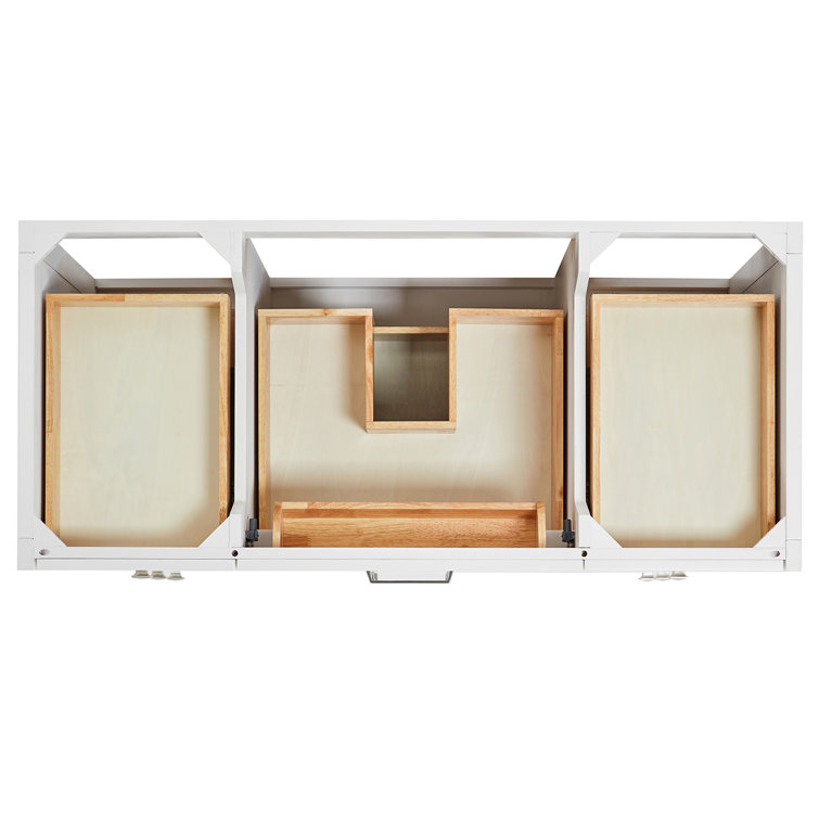White Solid Wood Single Sink Bathroom Vanity with Marble Top