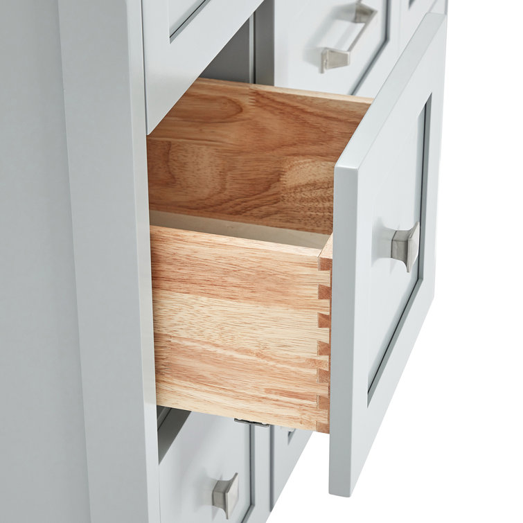 Gray Solid Wood Freestanding Bathroom Vanity with Marble Top