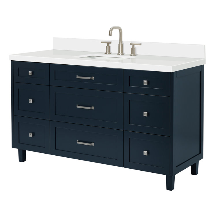 Midnight Blue 61" Single Sink Vanity with Quartz Top