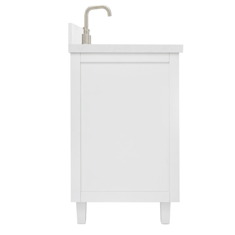 Monroe 60" White Single Sink Bathroom Vanity with Carrara Quartz Top