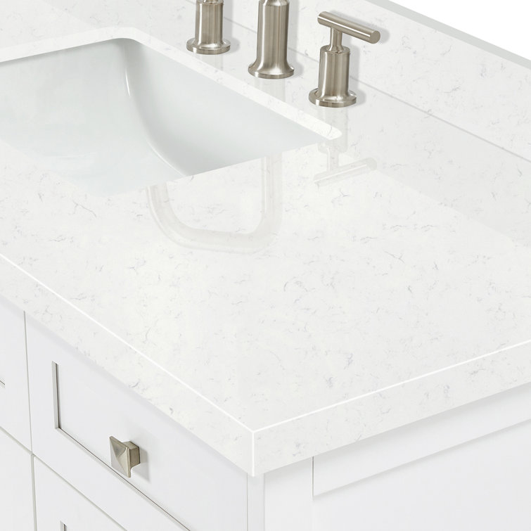 Monroe 60" White Single Sink Bathroom Vanity with Carrara Quartz Top
