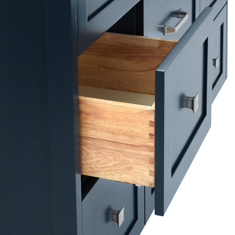 Midnight Blue Freestanding Single Sink Vanity with Quartz Top