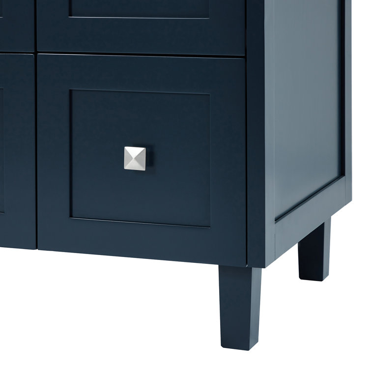 Midnight Blue Freestanding Single Sink Vanity with Quartz Top