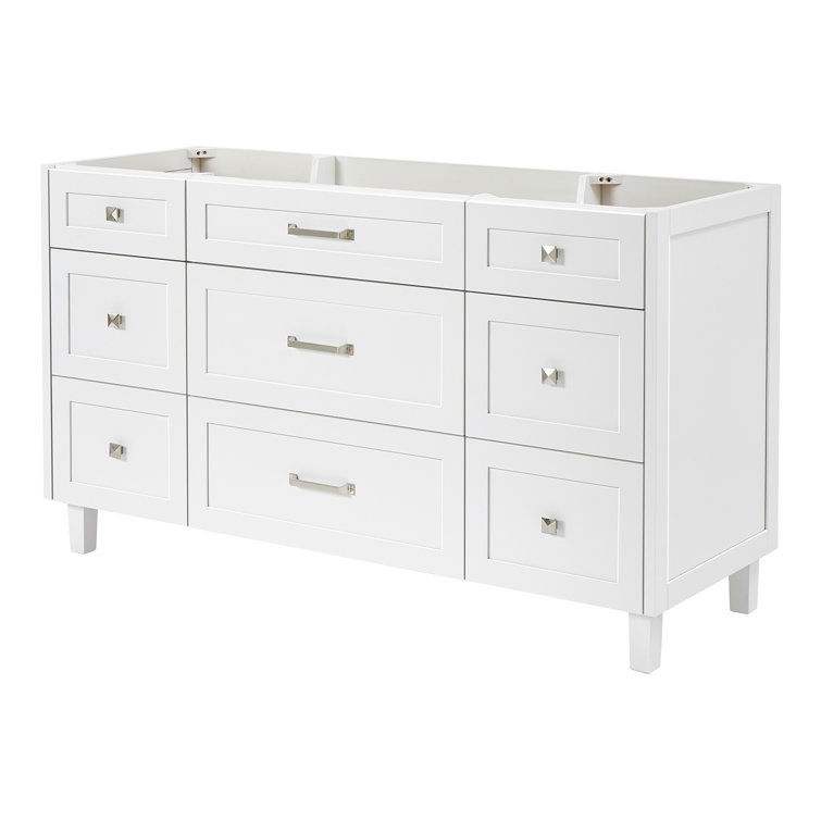 Monroe 60" White Solid Wood Freestanding Bathroom Vanity