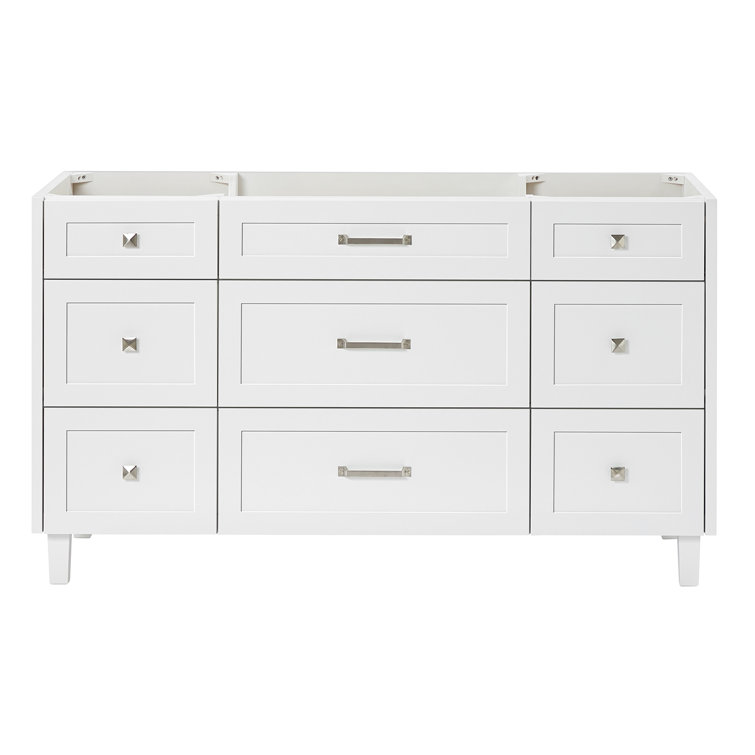 Monroe 60" White Solid Wood Freestanding Bathroom Vanity