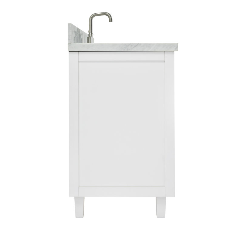 White Freestanding Single Sink Bathroom Vanity with Marble Top