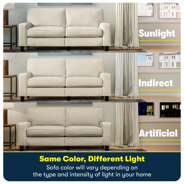 Palisades Light Cream Linen 73" Compact Sofa with Removable Cushions