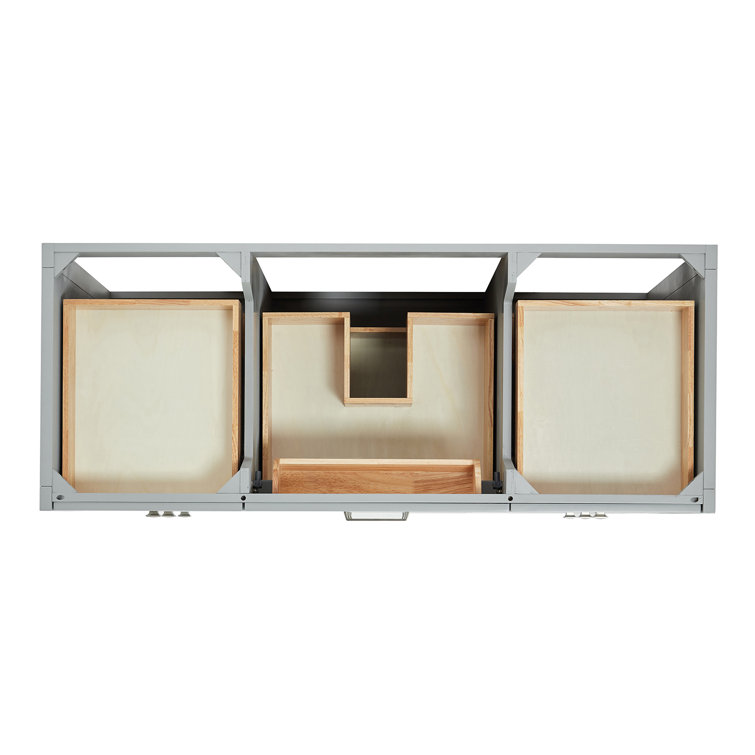 Gray Solid Wood Single Sink Bathroom Vanity with Carrara Quartz Top