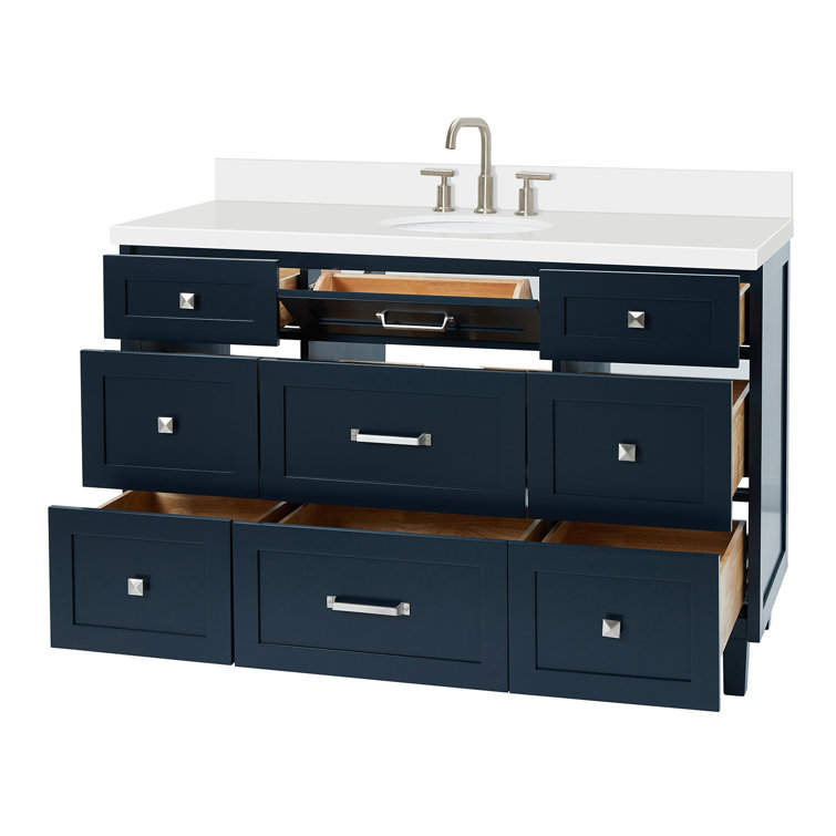 Midnight Blue 55" Single Sink Vanity with Quartz Top