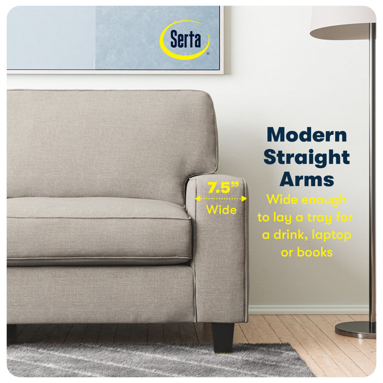 Light Gray Linen Track Arm Sofa with Removable Cushions