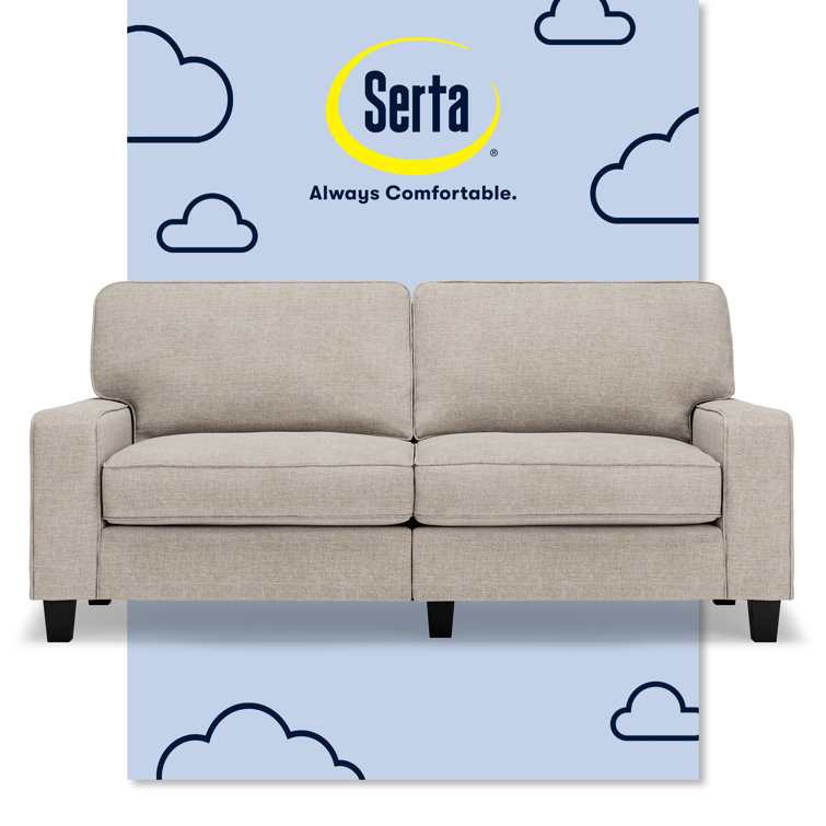 Light Gray Linen Track Arm Sofa with Removable Cushions