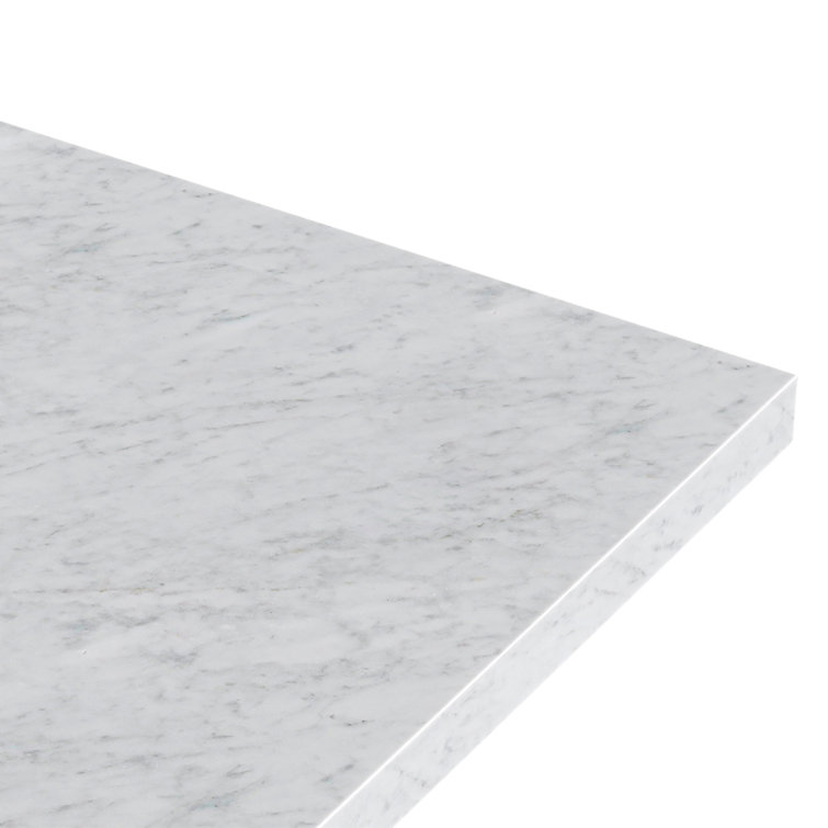 White Marble Top Single Sink Bathroom Vanity with Solid Wood Base