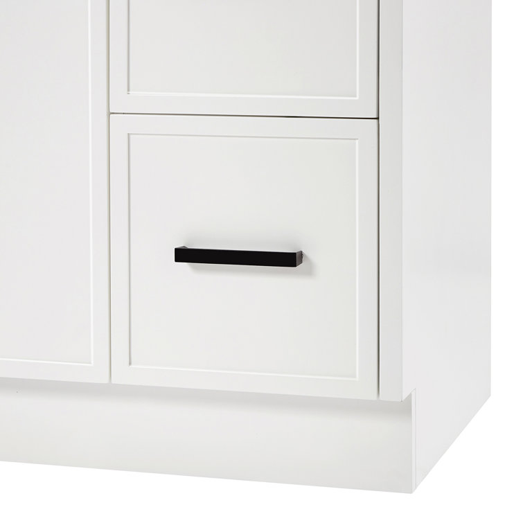 White Solid Wood Single Sink Bathroom Vanity with Quartz Top
