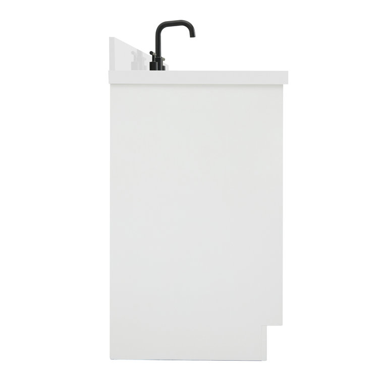 White Solid Wood Single Sink Bathroom Vanity with Quartz Top