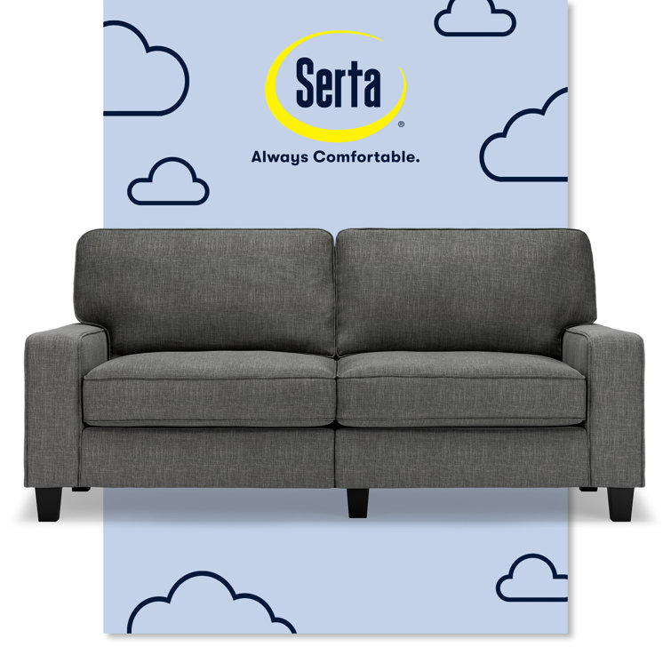 Gray Linen Reclining Sofa with Removable Cushions and Wood Frame