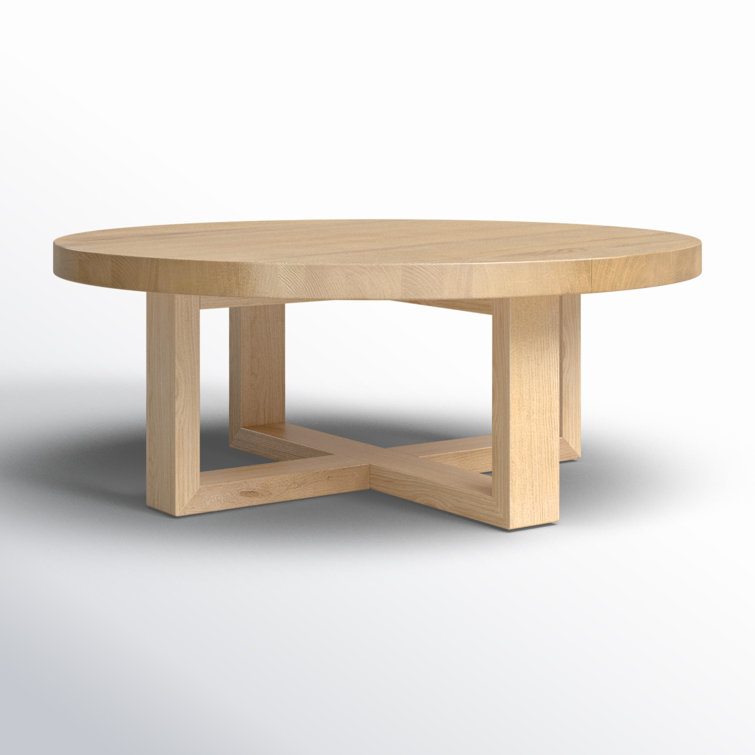 Wells 39'' Natural Brown Wood Round Coffee Table with Storage