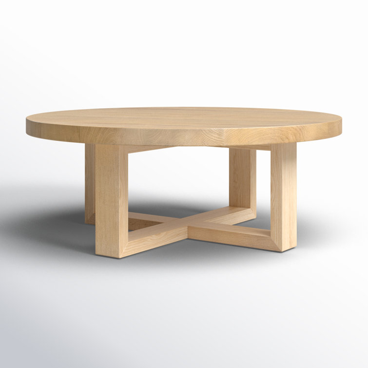 Wells 39'' Natural Brown Wood Round Coffee Table with Storage