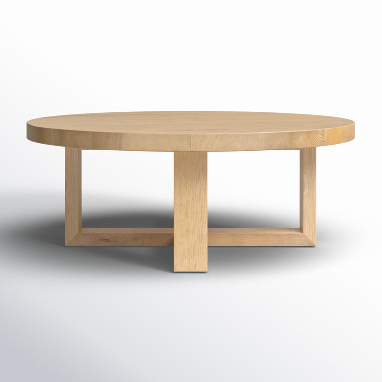 Wells 39'' Natural Brown Wood Round Coffee Table with Storage