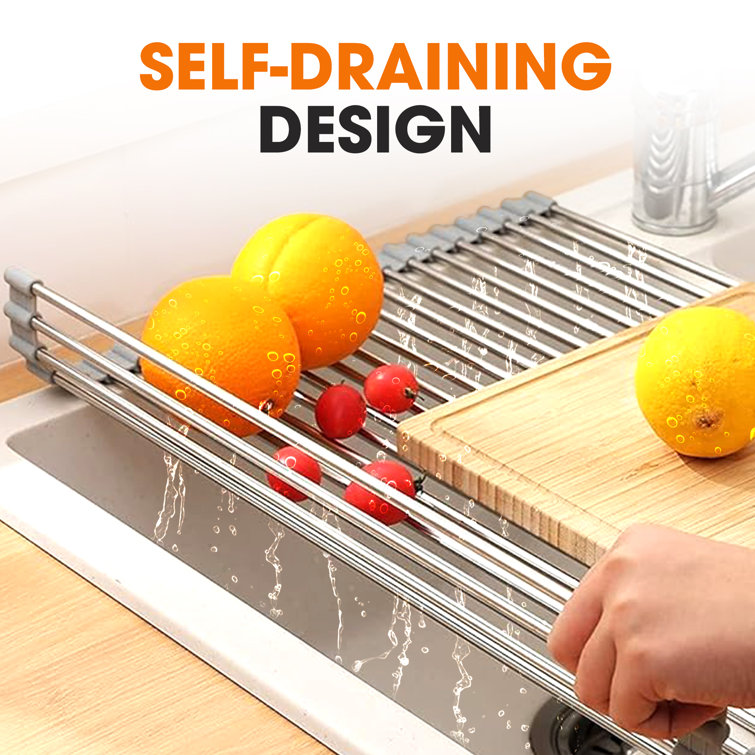 Adjustable Silver Stainless Steel Over Sink Dish Rack