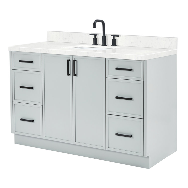 Kelly Gray 54" Single Sink Bathroom Vanity with Carrara Quartz Top