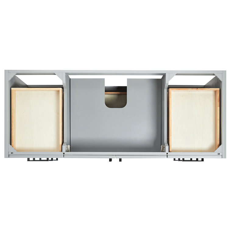 Gray Single Sink Bathroom Vanity with Italian Carrara Marble Top