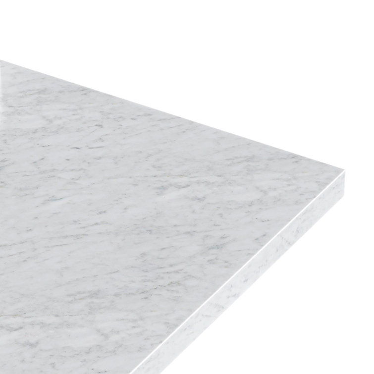 Gray Single Sink Bathroom Vanity with Italian Carrara Marble Top
